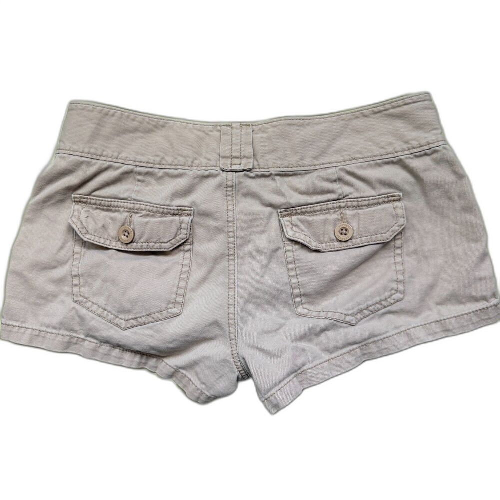 Express Y2K Low Rise Khaki Mini Shorts Size 4 Beige Cargo Pocket Small